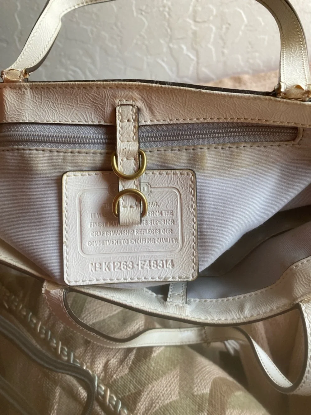 Coach Beige and White Signature Canvas Tote - Picture 5 of 7